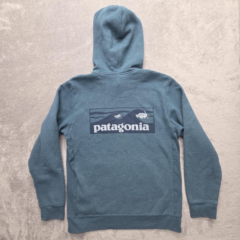 Patagonia Hoodie Mens M Blue Pullover Hooded Pockets Logo Made In Mexico